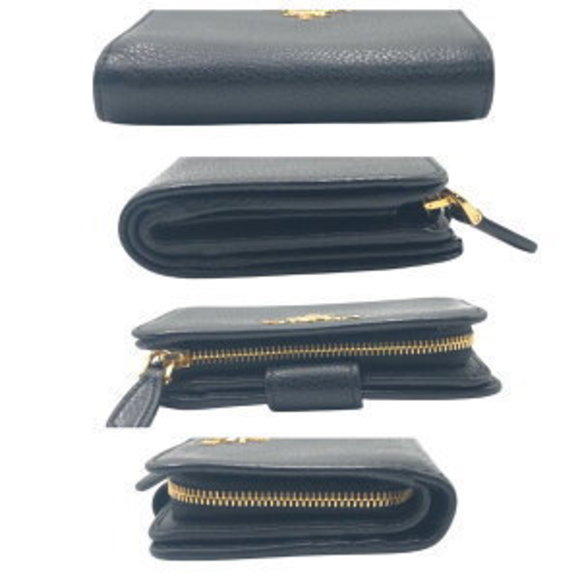 PRADA Black Leather Bifold Wallet Folding - Picture 8 of 9